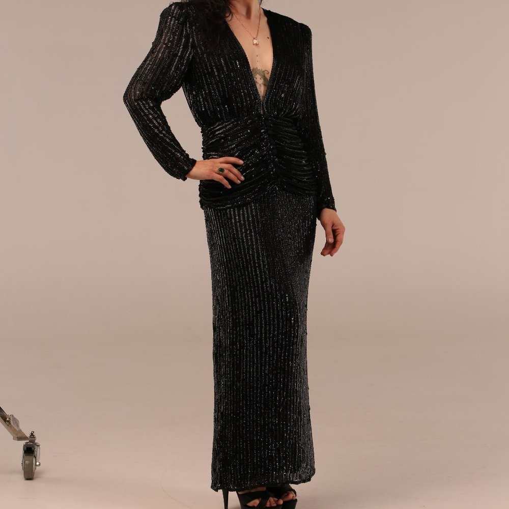 Custom Vintaged Beaded Gown - Picture 2 of 4